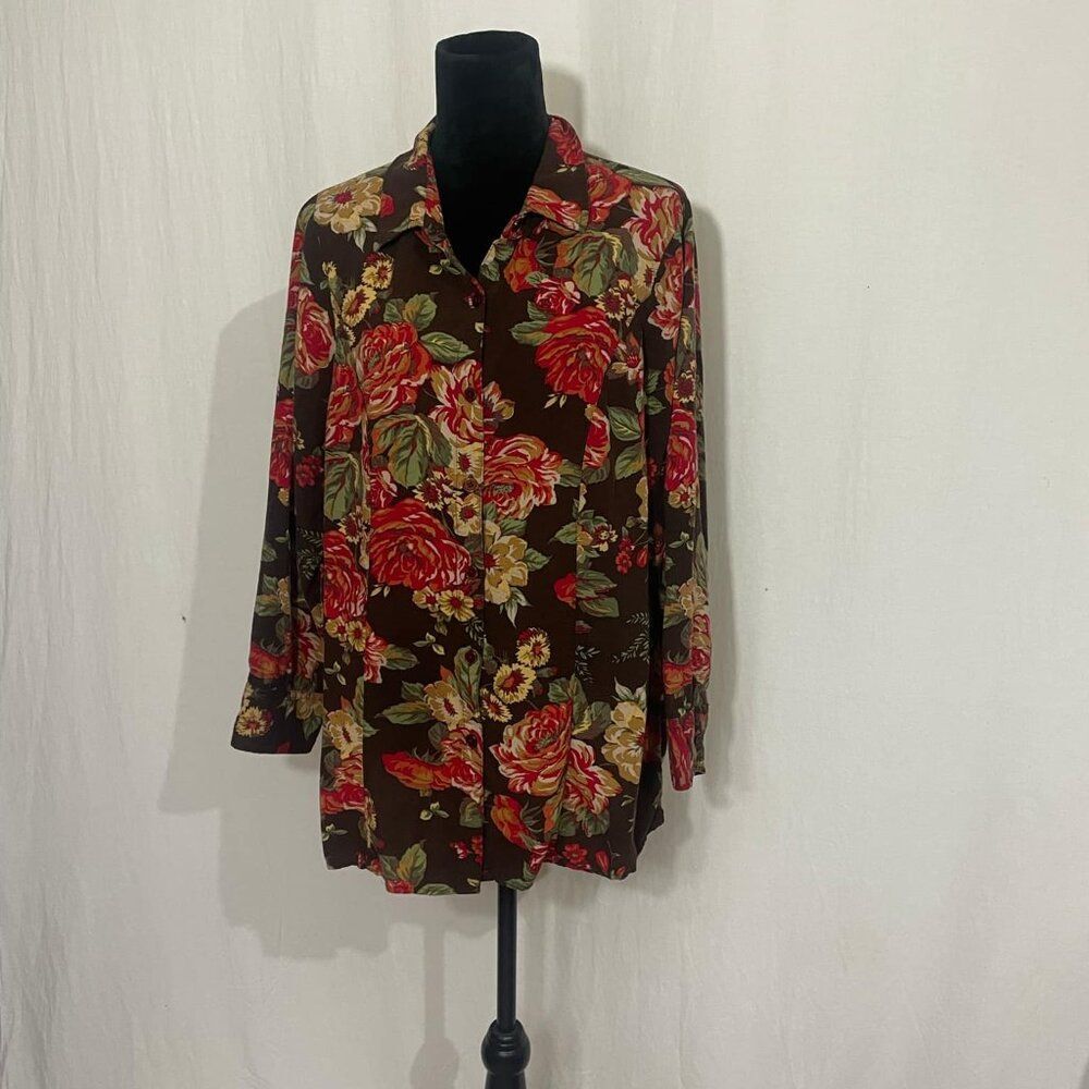 White Stag Floral Button Up